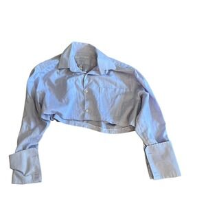 Perry Ellis Upcycled Cropped Shirt‎ Long Sleeve Button Down Top Handmade